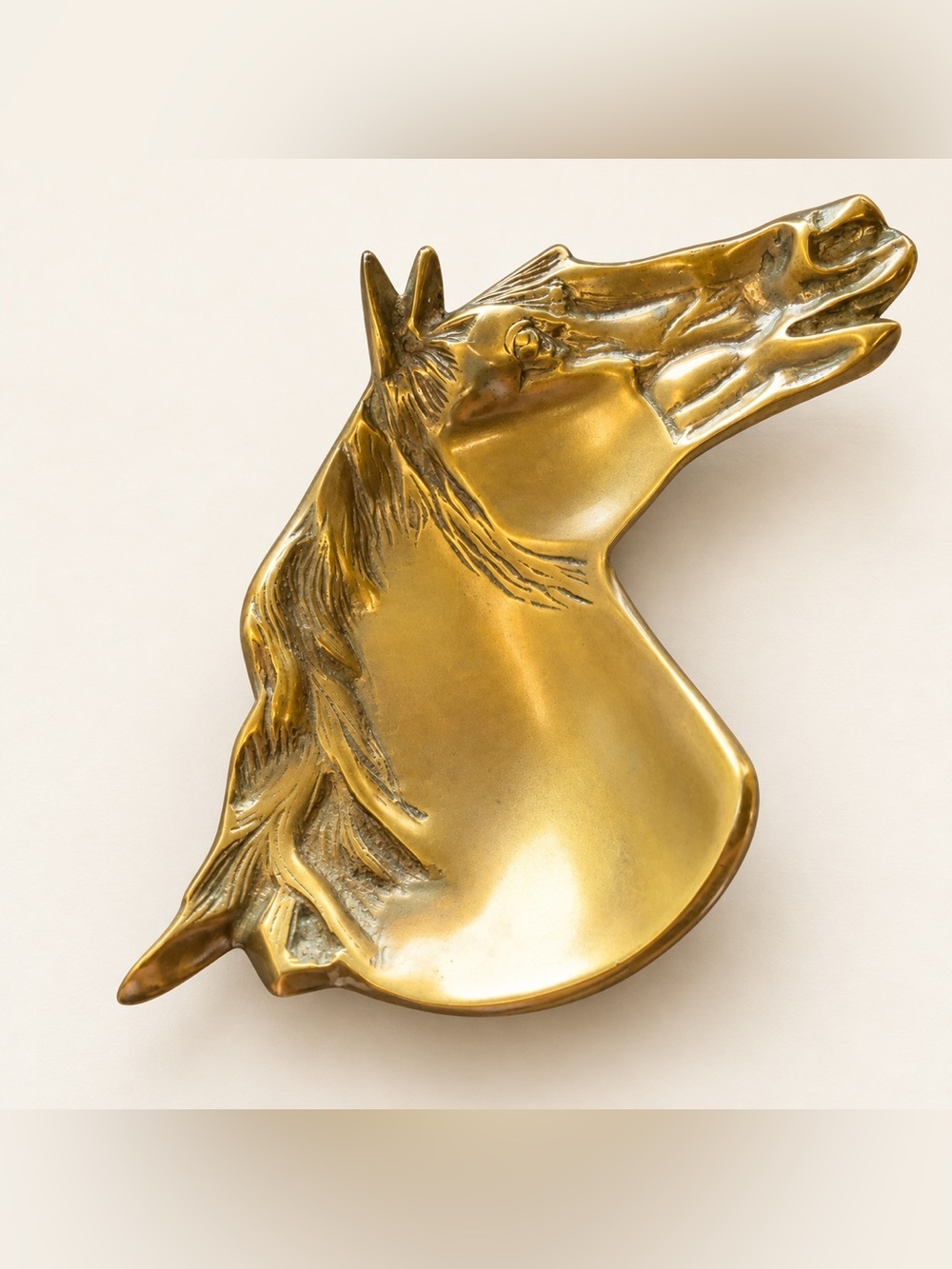 Solid Cast Brass Horse Head Catchall/Trinket Dish